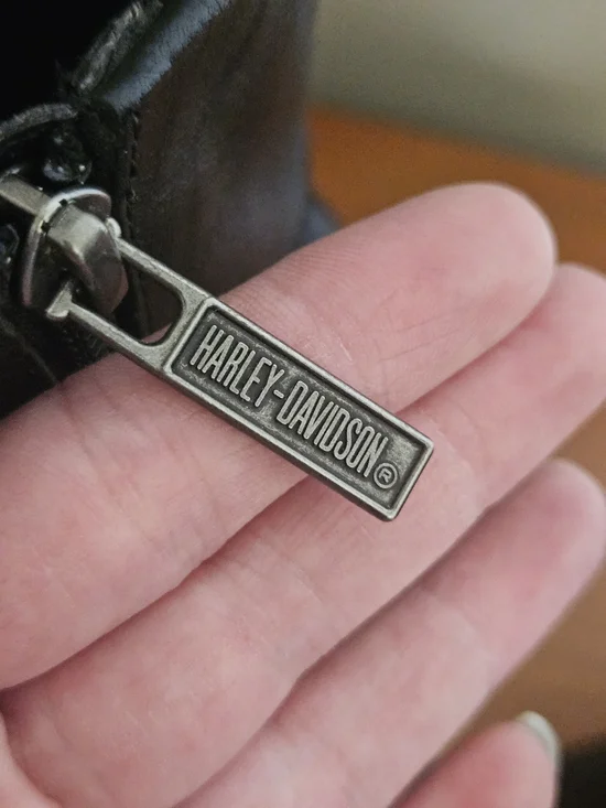 Harley-Davidson Black Leather Mid-Calf Buckle Heeled Boots - Picture 3 of 15